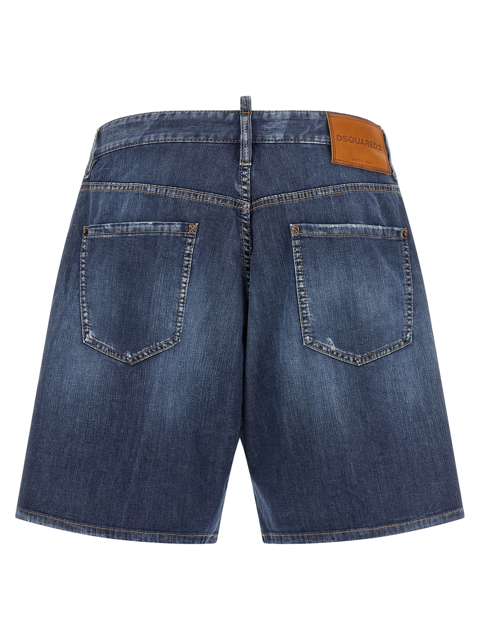 Denim Shorts by Dsquared² for men in stretch denim cotton blue features an utilitarian chic relaxed-fit with a short and , creating a utilitarian chic silhouette perfect for elevated casual styling.