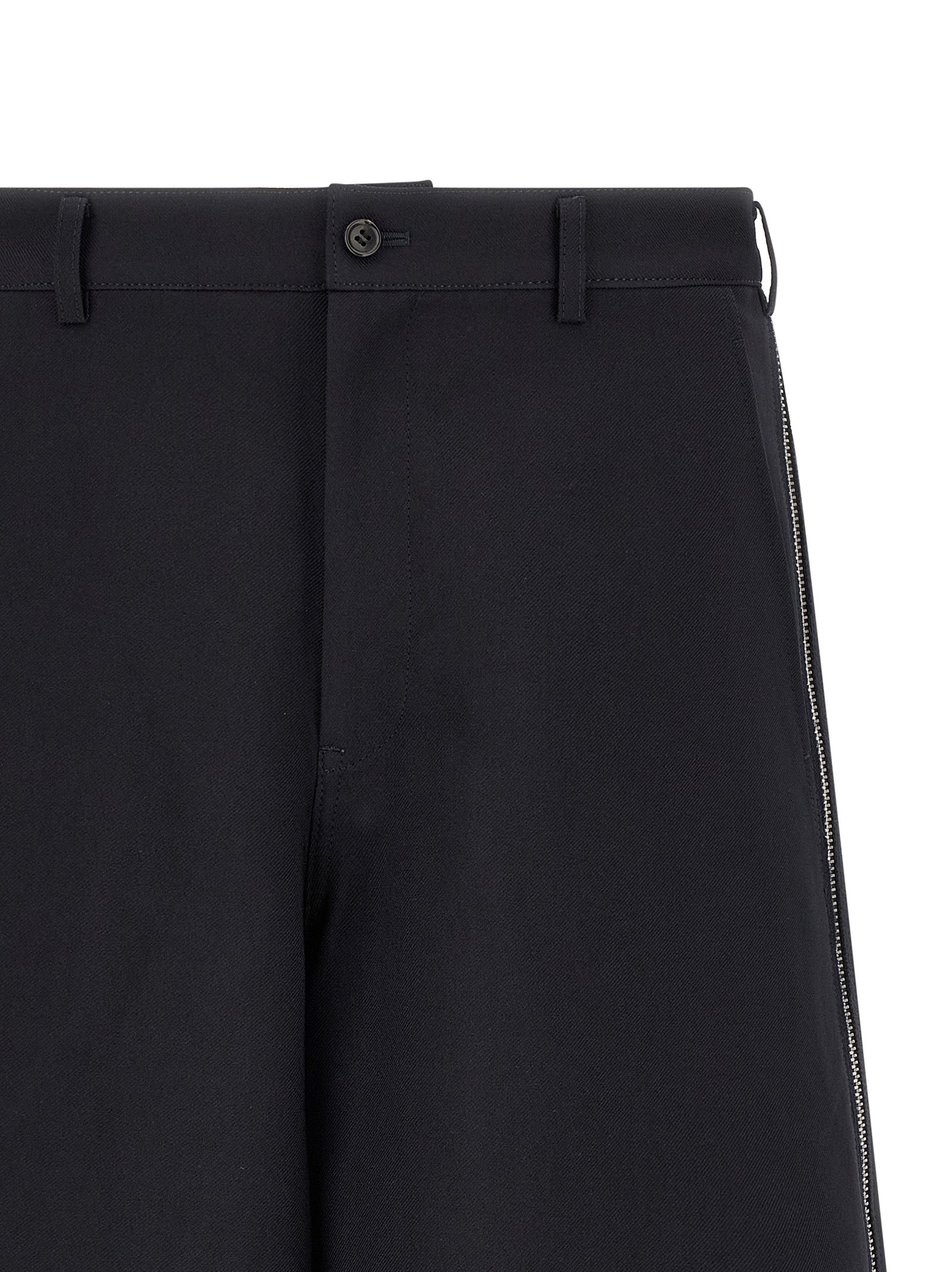 Bermuda Shorts by Comme Des Garçons for men in polyester blue & herringbone presents a contemporary silhouette, showcasing a contemporary wide with a refined short and elegant .