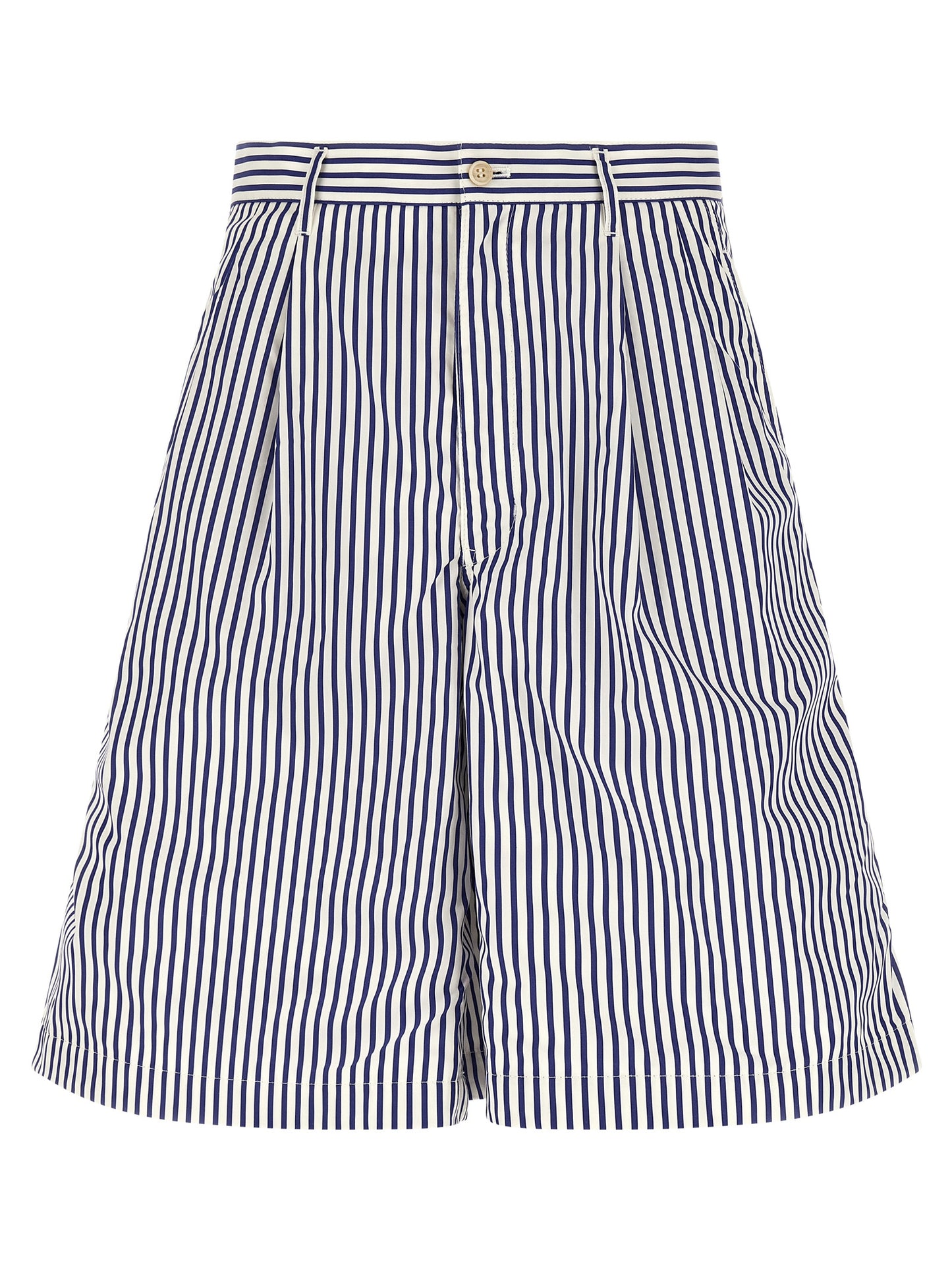 Comme Des Garçons Men's Straight Leg Cotton Bermuda Shorts - Blue Striped