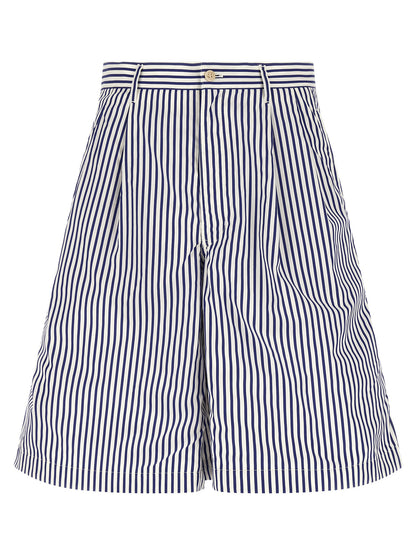 Comme Des Garçons Men's Straight Leg Cotton Bermuda Shorts - Blue Striped
