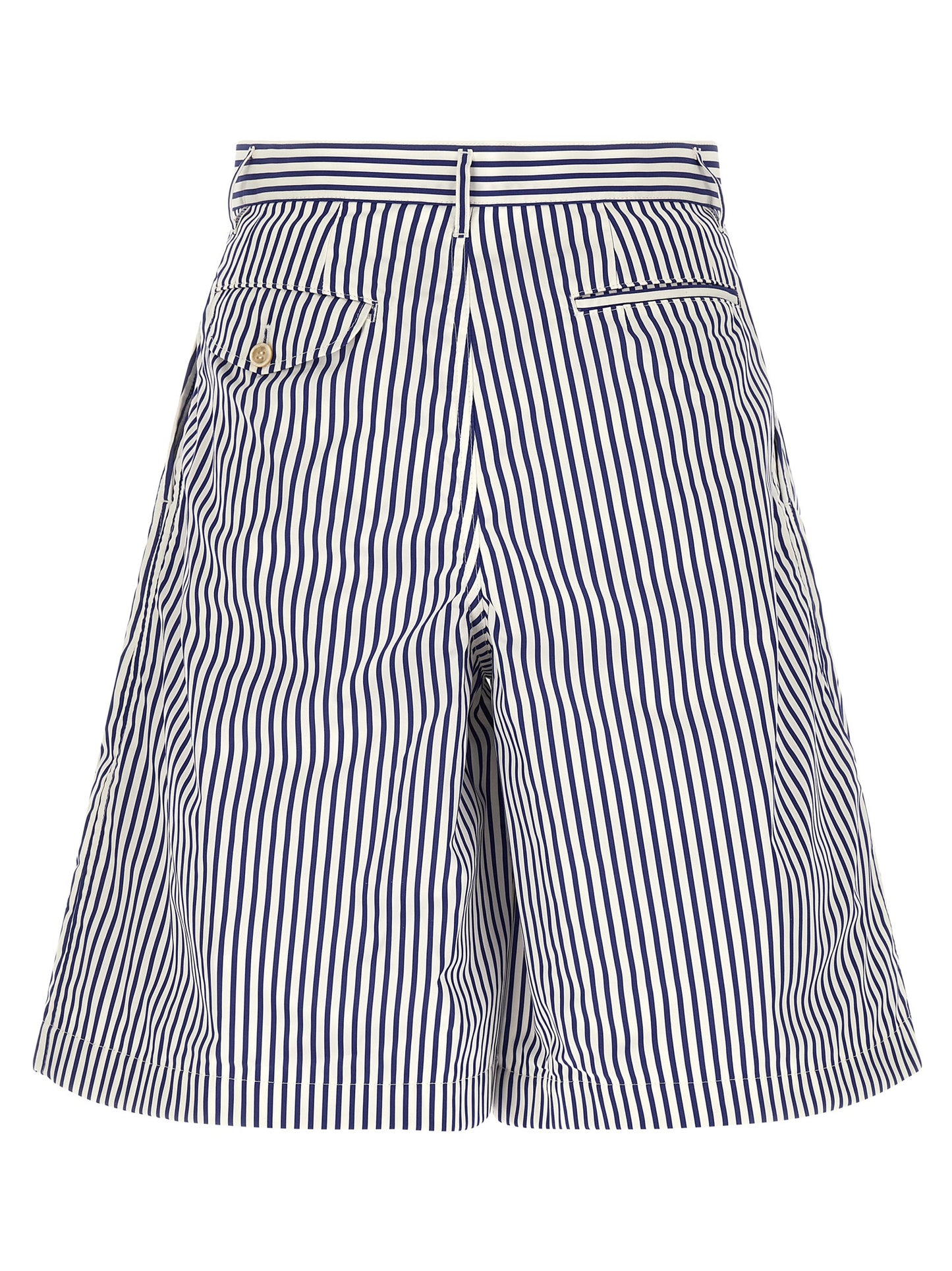 Comme Des Garçons Men's Straight Leg Cotton Bermuda Shorts - Blue Striped