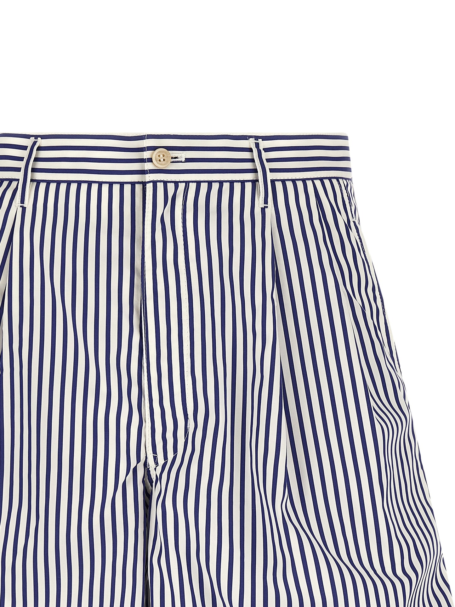 Comme Des Garçons Men's Straight Leg Cotton Bermuda Shorts - Blue Striped