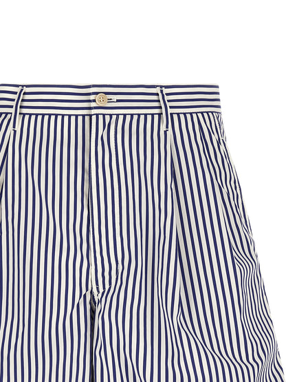Comme Des Garçons Men's Straight Leg Cotton Bermuda Shorts - Blue Striped