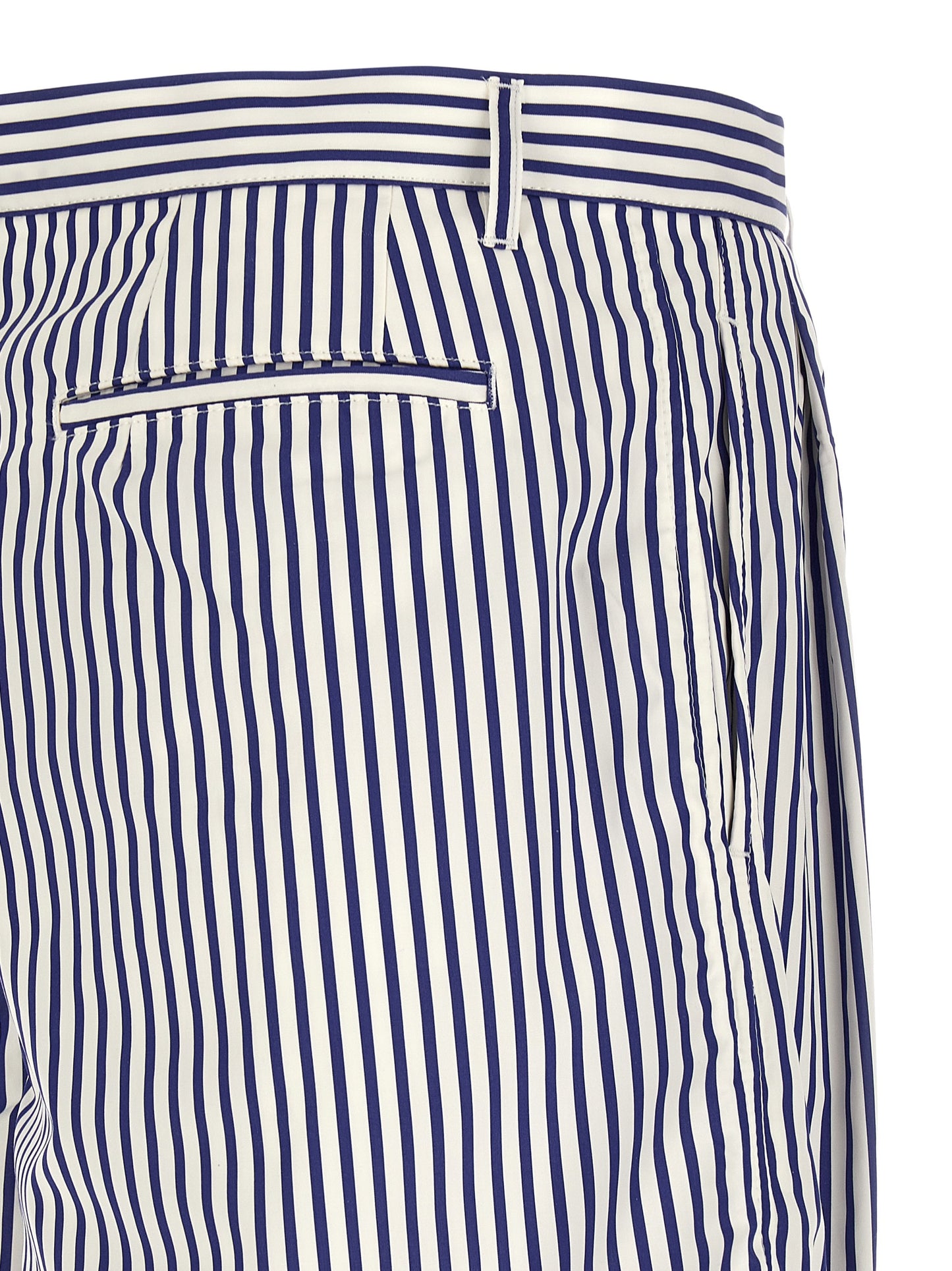 Comme Des Garçons Men's Straight Leg Cotton Bermuda Shorts - Blue Striped