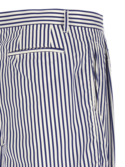 Comme Des Garçons Men's Straight Leg Cotton Bermuda Shorts - Blue Striped