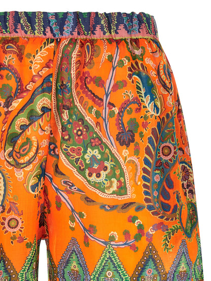 Bermuda Shorts by Etro for women in ramie & polyester orange, paisley, floral & print features a eye catching wide and short with a eye catching .