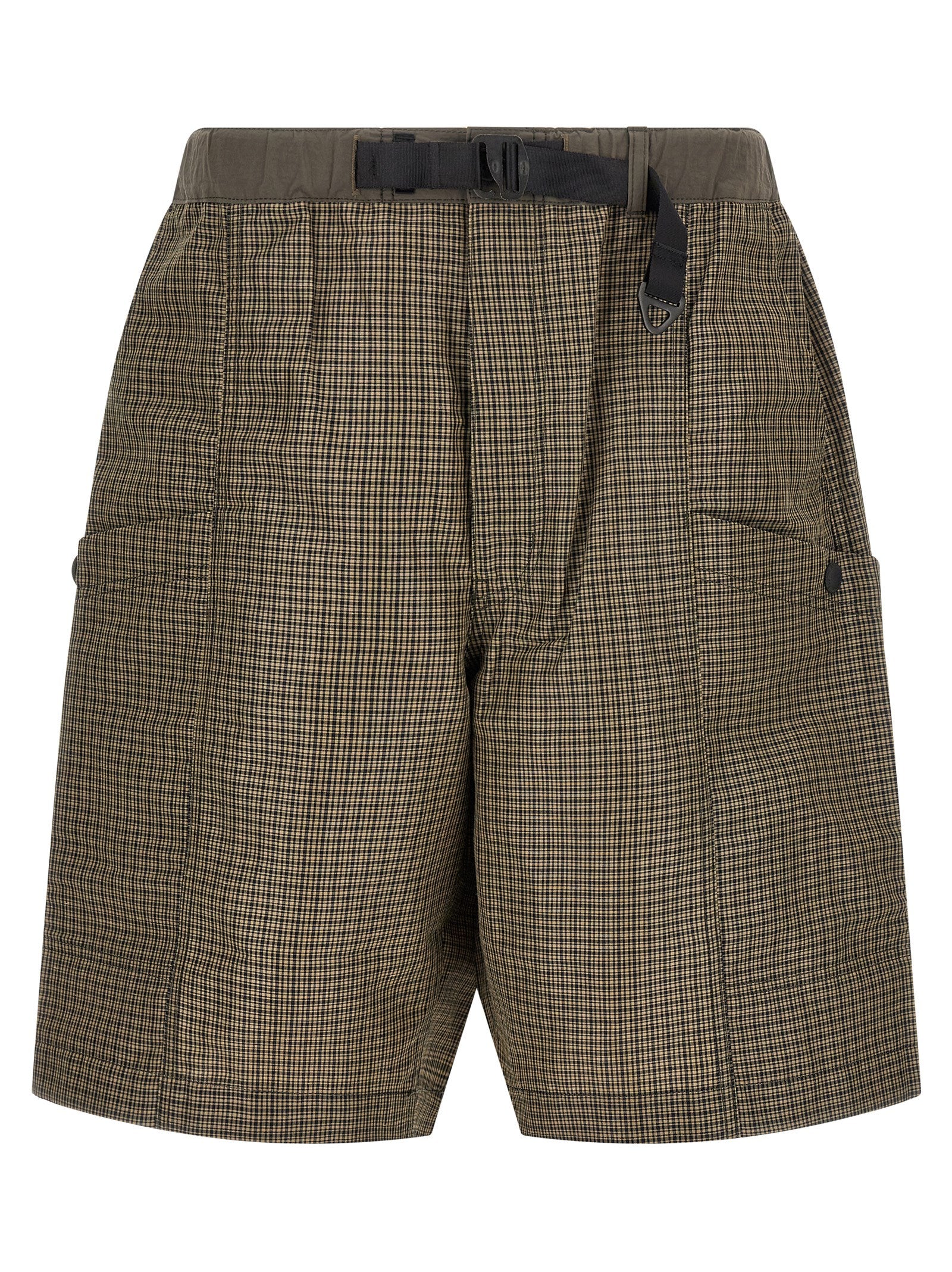 Bermuda Shorts by Comme Des Garçons for men in linen & polyester bicolour, green & patterned features an nuanced silhouette, showcasing a nuanced wide with a short cut and for a sophisticated, premium finish.