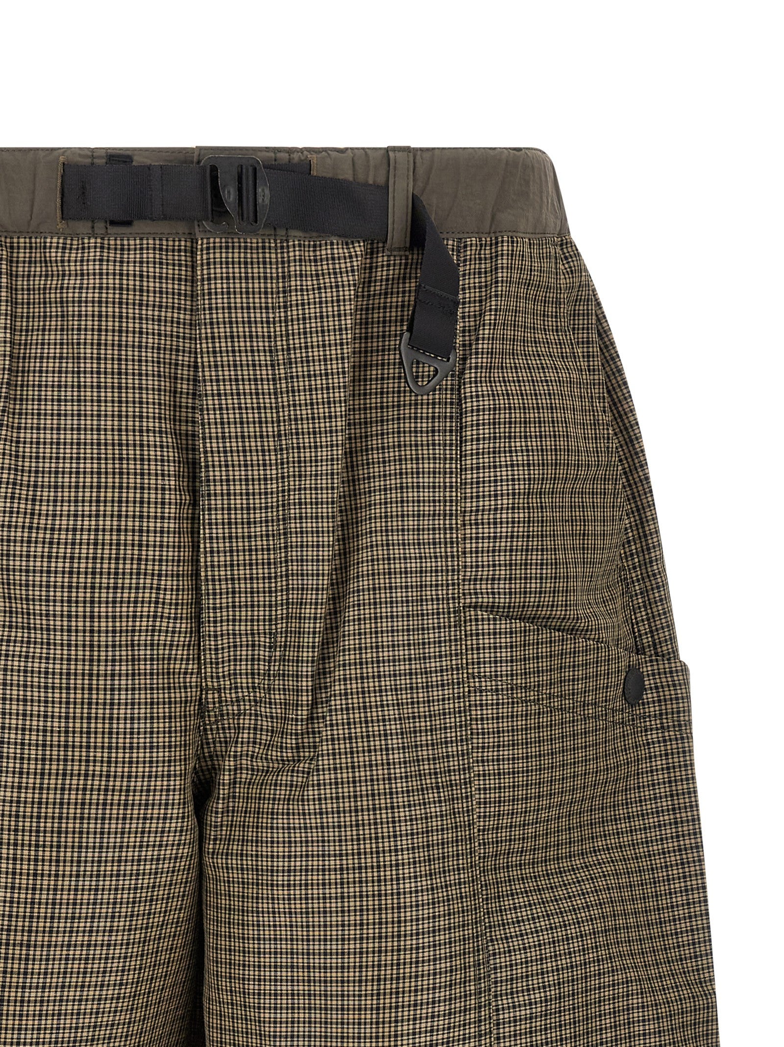Bermuda Shorts by Comme Des Garçons for men in linen & polyester bicolour, green & patterned presents a contemporary silhouette, showcasing a contemporary wide with a refined short and elegant .