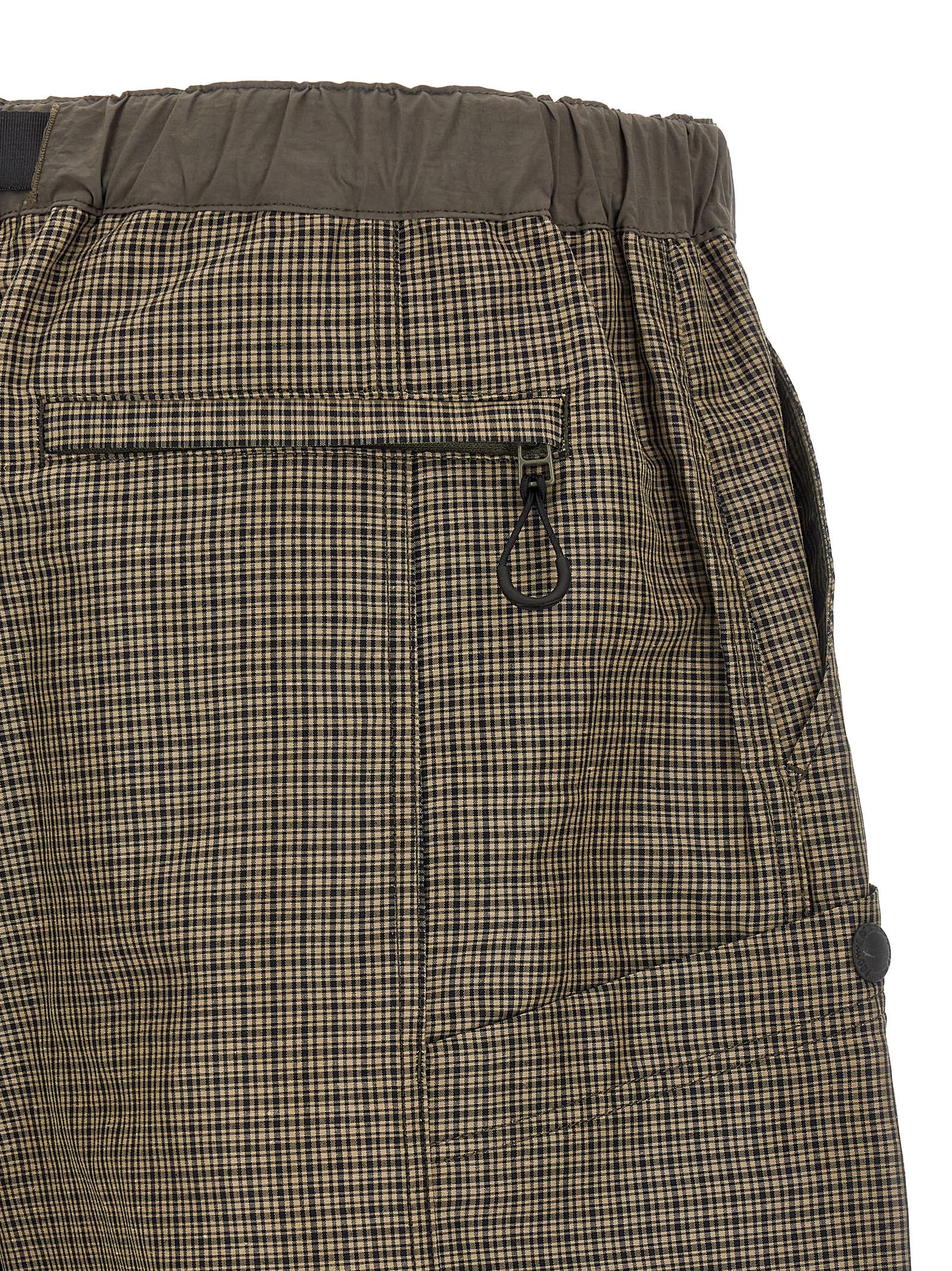 Bermuda Shorts by Comme Des Garçons for men in linen & polyester bicolour, green & patterned features an tailored silhouette, showcasing a tailored wide with a short and for a sophisticated look.