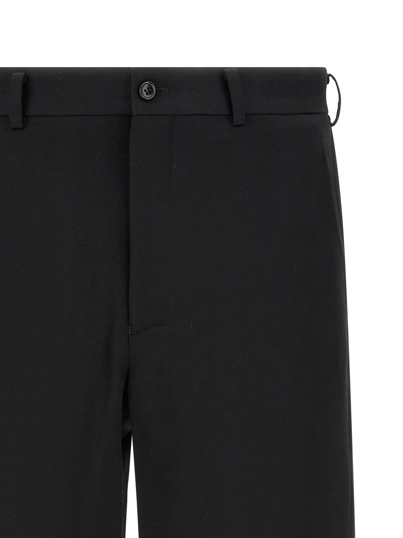 Bermuda Shorts by Comme Des Garçons for men in wool black showcases a on trend silhouette, featuring a tailored straight-leg, flared & wide with a classic short and sophisticated for a on trend finish.