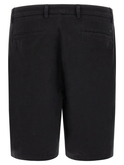 Bermuda Shorts by Hugo Boss for men in stretch cotton & silicone black features an tailored silhouette, showcasing a tailored tapered-leg with a short and for a sophisticated look.