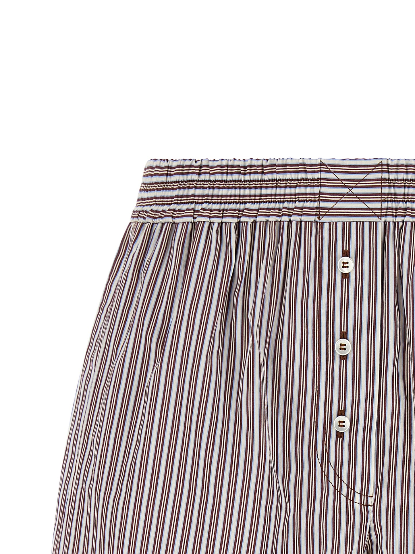 Bermuda Shorts by Brunello Cucinelli for women in cotton & silk bordeaux, signature & striped features an nuanced silhouette, showcasing a nuanced flared with a short cut and for a sophisticated, premium finish.