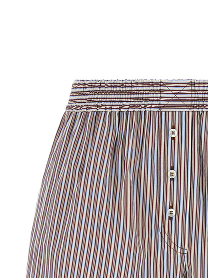 Bermuda Shorts by Brunello Cucinelli for women in cotton & silk bordeaux, signature & striped features an nuanced silhouette, showcasing a nuanced flared with a short cut and for a sophisticated, premium finish.