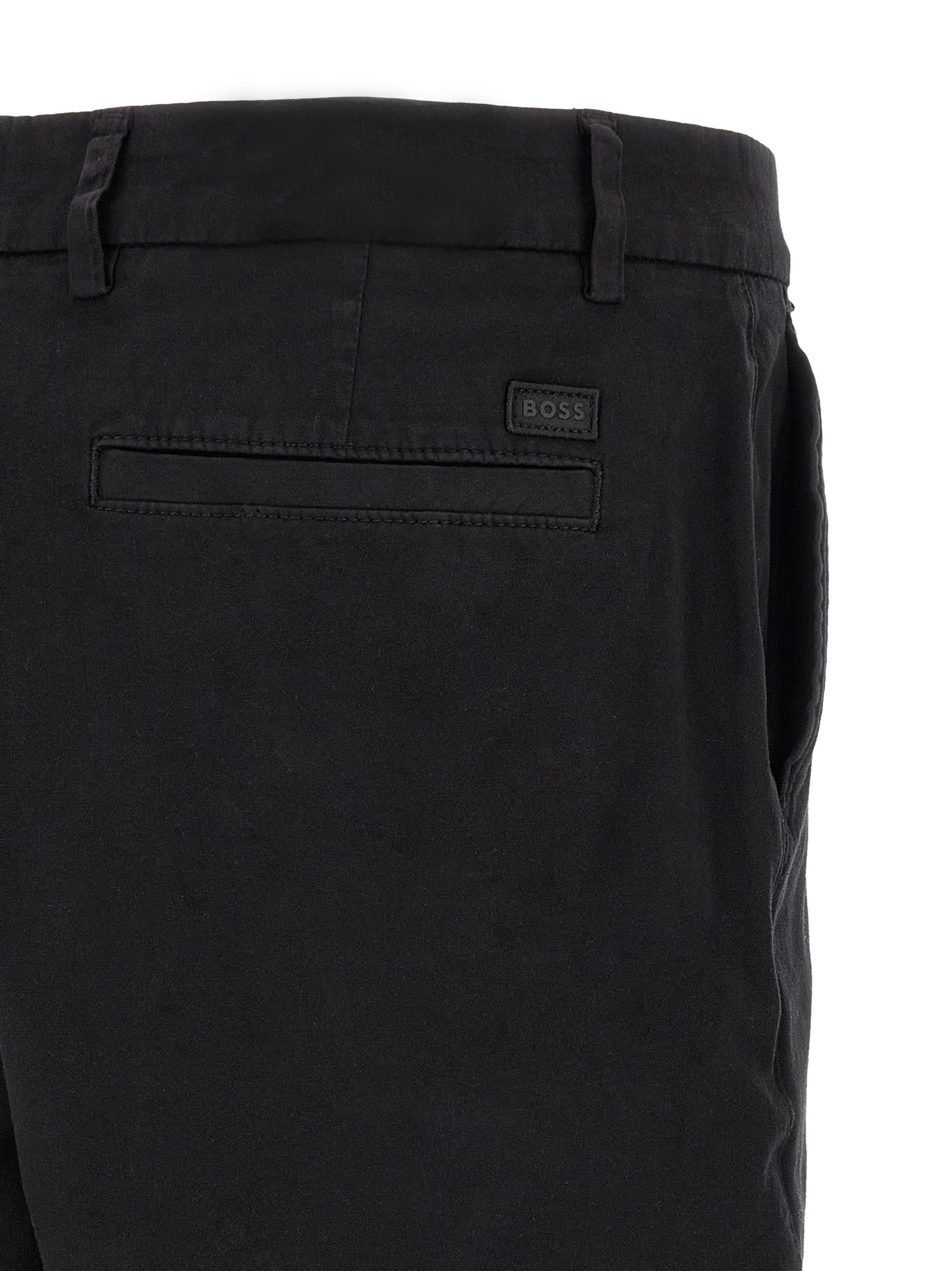 Bermuda Shorts by Hugo Boss for men in stretch cotton & silicone black presents a sleek silhouette, featuring a sleek tapered-leg with a refined short and a sophisticated .