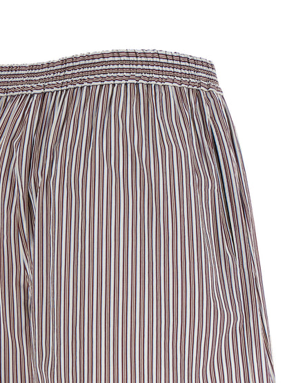 Bermuda Shorts by Brunello Cucinelli for women in cotton & silk bordeaux, signature & striped presents a sleek silhouette, featuring a sleek flared with a refined short and a sophisticated .