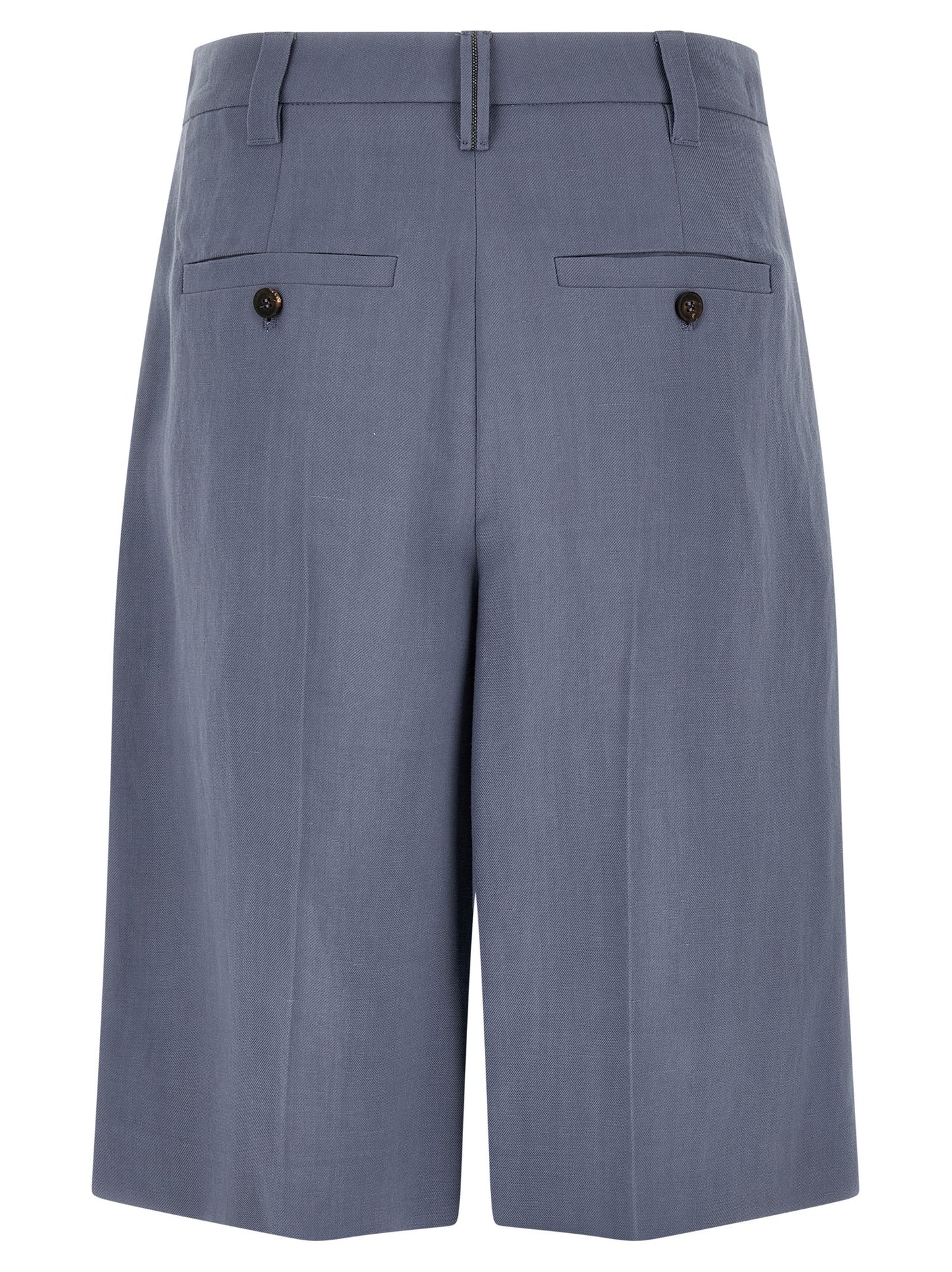 Bermuda Shorts by Brunello Cucinelli for women in viscose linen twill blue features an tailored silhouette, showcasing a tailored wide with a short and for a sophisticated look.