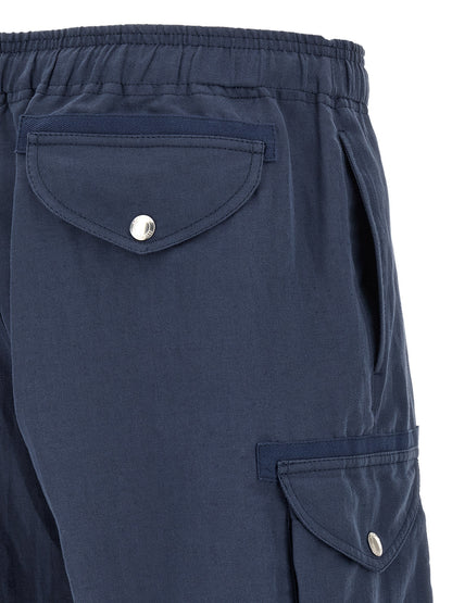 Bermuda Shorts by Brunello Cucinelli for men in linen & cotton blue features a eye catching straight-leg and short with a eye catching .
