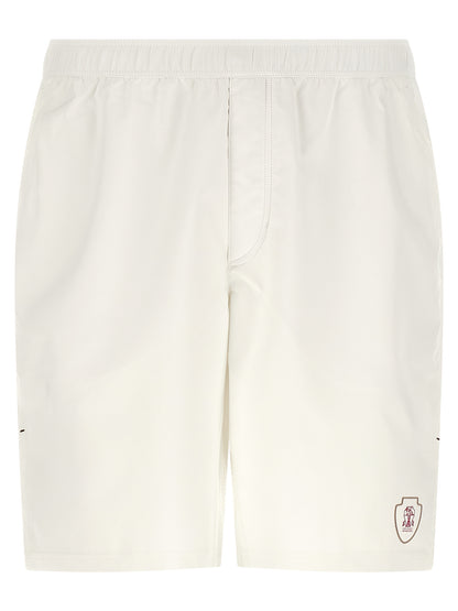 Brunello Cucinelli Men's Polyester Polyurethane & Nylon Bermuda Shorts - White Print