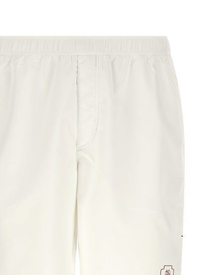 Brunello Cucinelli Men's Polyester Polyurethane & Nylon Bermuda Shorts - White Print