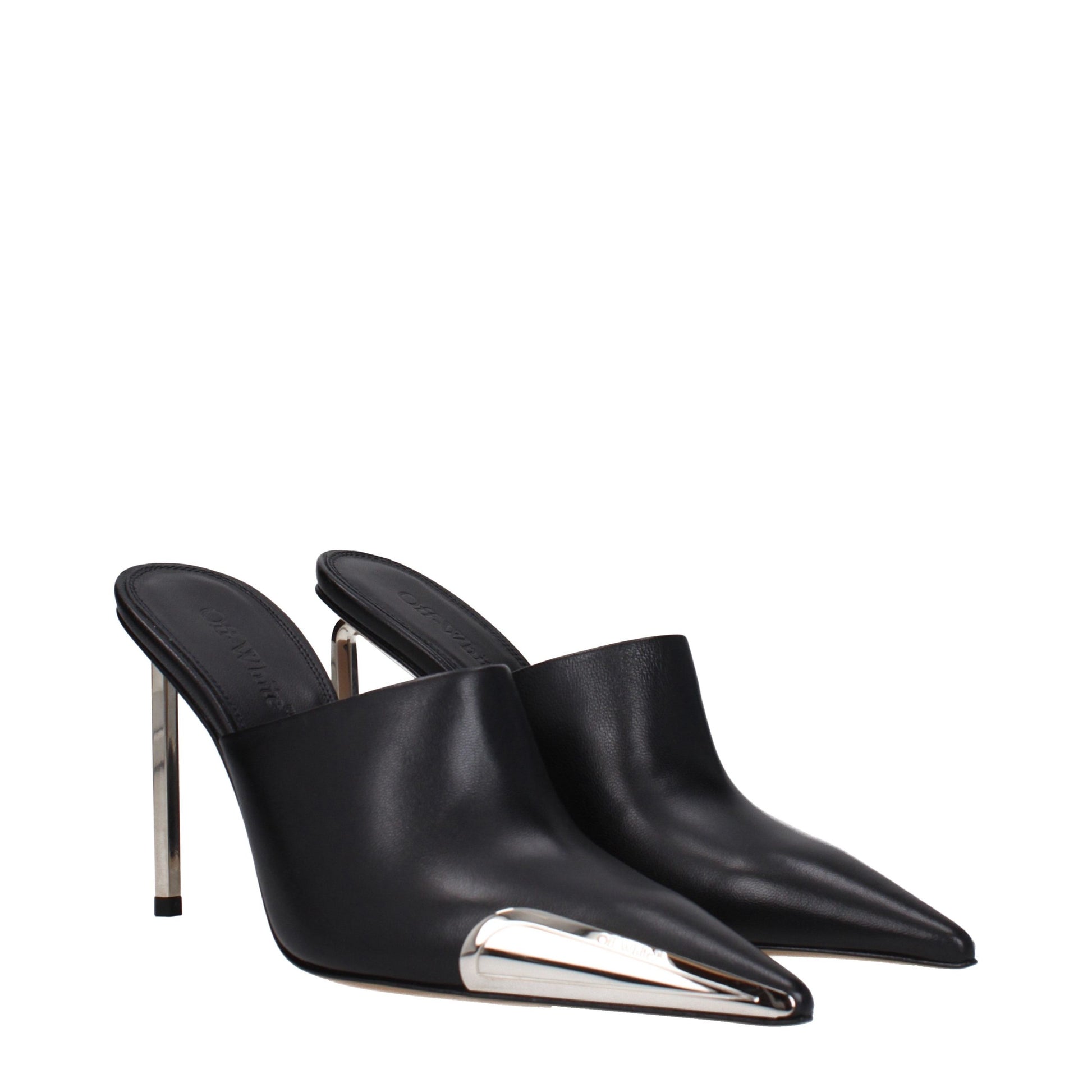 High-Heel Sandals Pumps Heels by Off-White for women in leather and black, silver & white showcases a effortlessly elegant silhouette as Women's Leather High-Heel Sandals Pumps Heels, featuring a effortlessly elegant high-heel 10-5-cm-heel and a effortlessly elegant for an elegant look.