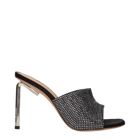 Stiletto Sandals by Off-White for women in satin & rhinestone black & white features an architectural design from the Women's Satin & Rhinestone Stiletto Sandals collection, defined by a architectural stiletto and for a architectural finish.
