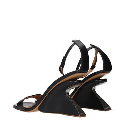 Stiletto Sandals by Off-White for women in leather black & white presents a sculptural silhouette, showcasing the Women's Leather Stiletto Sandals design with a sculptural stiletto and for a premium look.