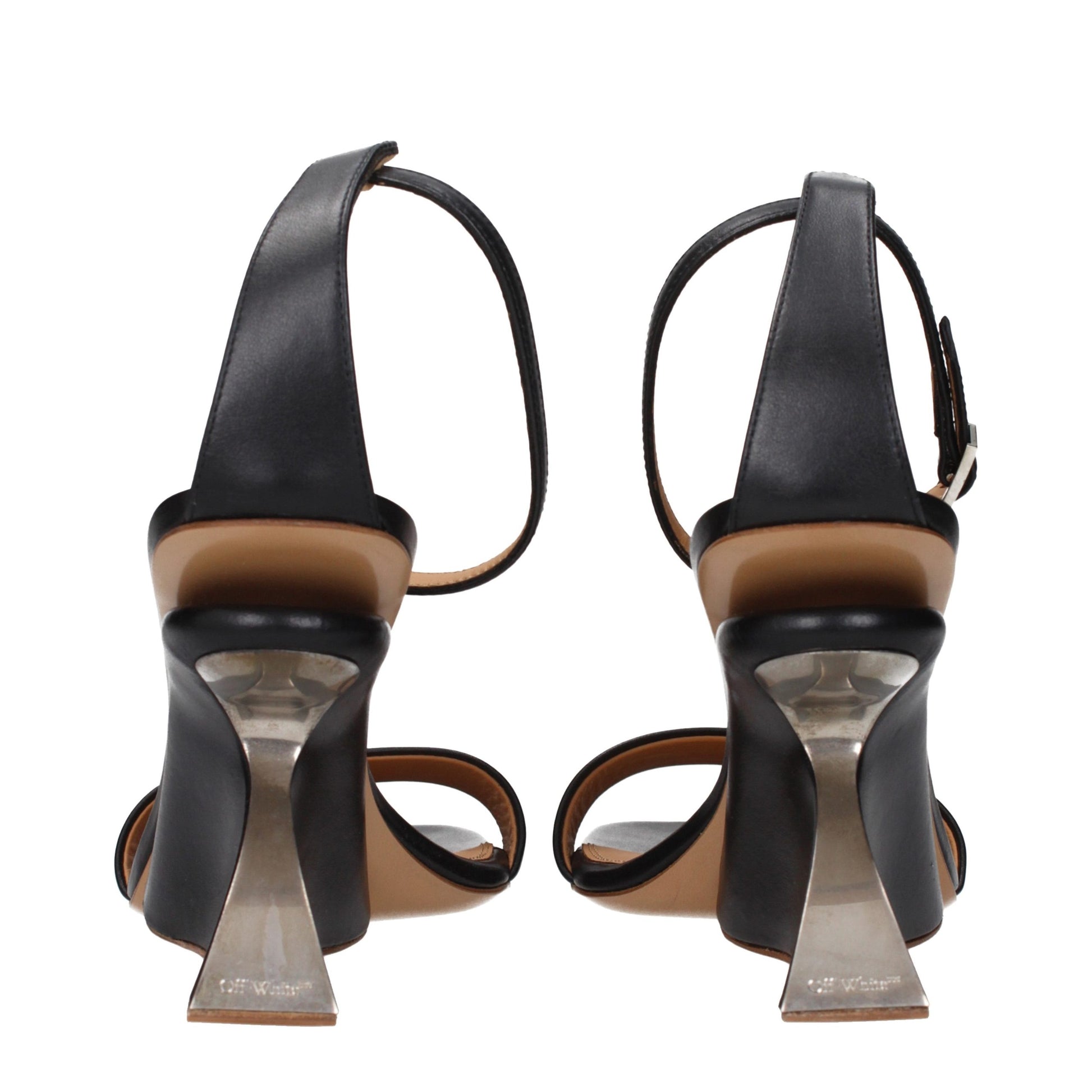 Stiletto Sandals by Off-White for women in leather black & white features an effortlessly chic silhouette from the Women's Leather Stiletto Sandals collection, showcasing a effortlessly chic stiletto and elegant .
