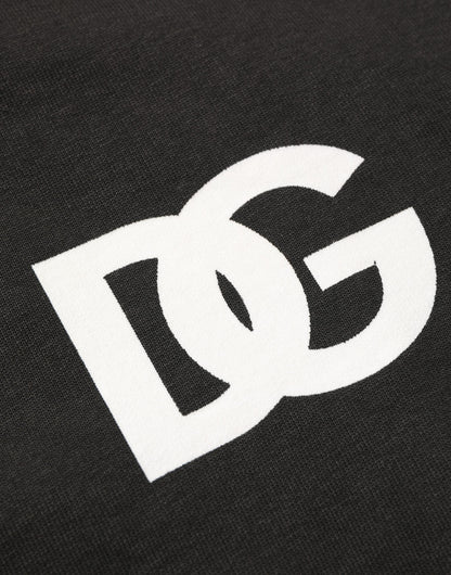 Dolce & Gabbana Black Cotton Logo Hooded Full Zip Sweater