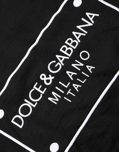 Dolce & Gabbana Black Graphic Logo Crew Neck Wool Pullover Sweater
