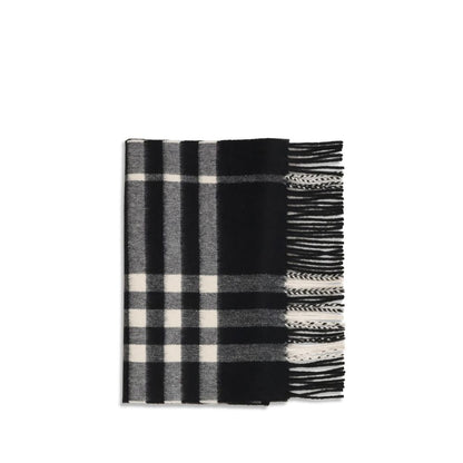 Scarf by Burberry for women in cashmere & capra leather black showcases a warm silhouette from the Cashmere & Capra Leather Fringes Scarf collection, offering a warm drape that exudes sophisticated luxury.