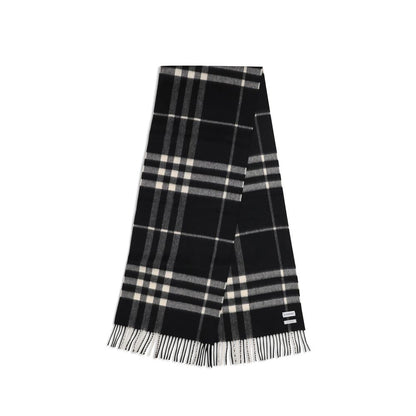 Scarf by Burberry for women in cashmere & capra leather black showcases a on trend silhouette, artfully capturing the on trend essence of the Cashmere & Capra Leather Fringes Scarf design with a sophisticated finish.