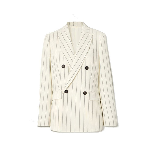 Blazer by Brunello Cucinelli for women in wool white features an crisp silhouette with sophisticated and a crisp for a truly crisp finish.