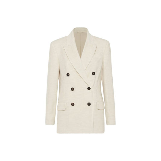 Blazer by Brunello Cucinelli for women in viscose cotton white features an stylish silhouette, showcasing a sophisticated and stylish for a truly stylish finish.