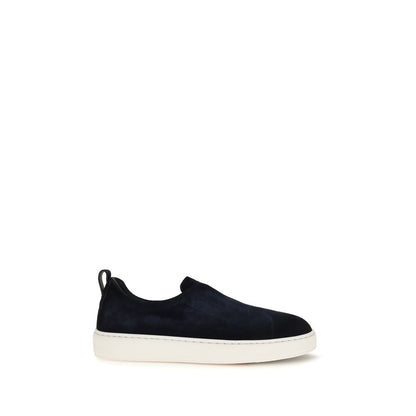 Santoni Blue Calf Leather Bos Taurus Sneakers