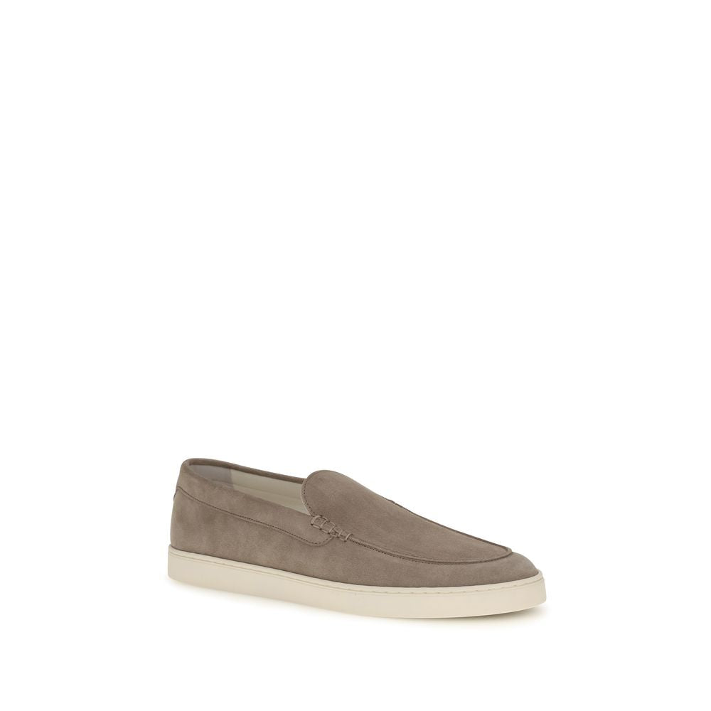 Flat Loafer Slip-On Shoes by Brunello Cucinelli for men in bos taurus calf suede leather gray showcases a timeless silhouette from the Men's Bos Taurus Calf Suede Leather Flat Loafer Slip-On Shoes collection, featuring a timeless flat and for a timeless finish.