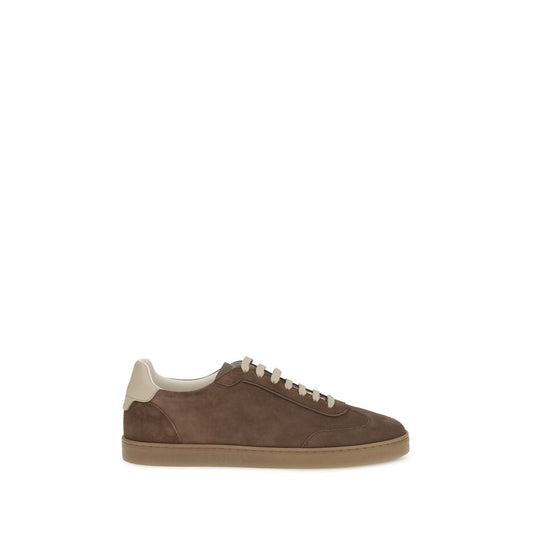 Sneakers by Brunello Cucinelli for men in bos taurus suede calf leather beige & natural features a chic design, perfectly showcasing the chic low-top style of this Men's Low Top Bos Taurus Suede Calf Leather Sneakers.