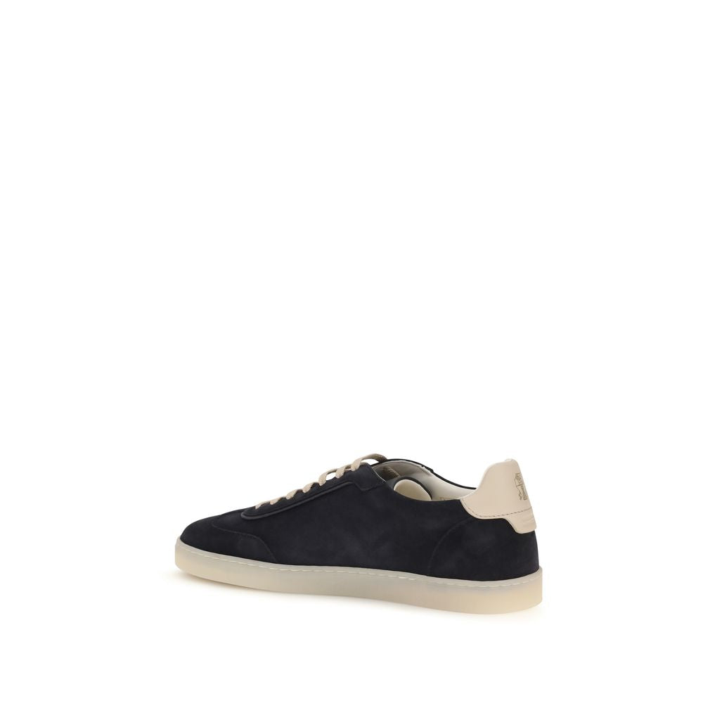 Sneakers by Brunello Cucinelli for men in bos taurus suede calf leather brown & natural features an timeless silhouette from the Men's Low Top Bos Taurus Suede Calf Leather Sneakers collection, showcasing a signature low-top style with an timeless finish.