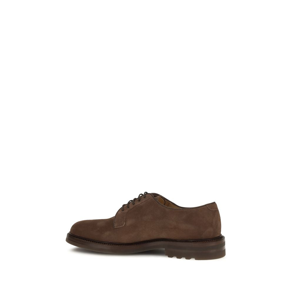 Lace-Up Shoes by Brunello Cucinelli for men in bos taurus calf suede leather brown showcases a timeless silhouette from the Men's Bos Taurus Calf Suede Leather Lace-Up Shoes collection, featuring a timeless and round toe style for a timeless finish.