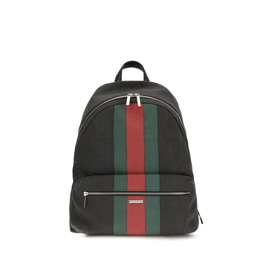 Large Backpack Shoulder Bag by Gucci for men in fabric black & silver features a effortless sophistication silhouette, secured by a zipper with ample and versatile backpack-strap & adjustable-strap for a effortless sophistication finish.