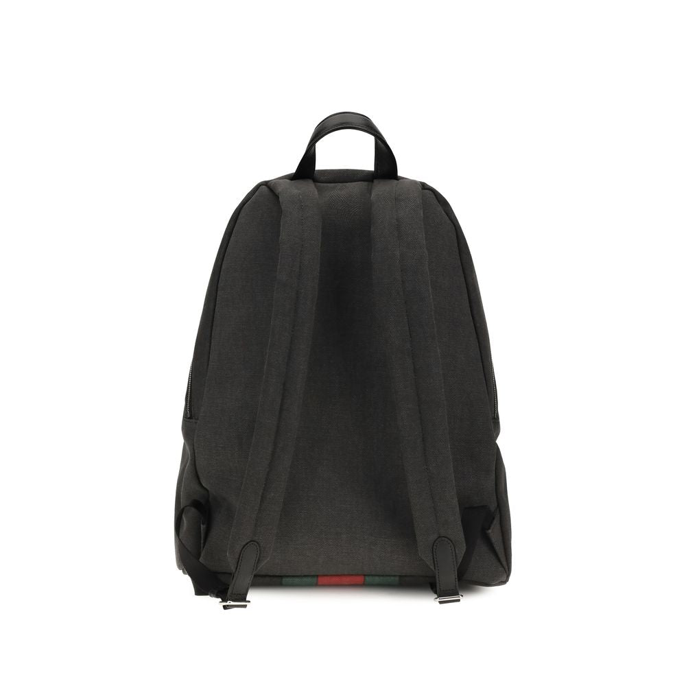 Large Backpack Shoulder Bag by Gucci for men in fabric black & silver features an effortlessly chic silhouette with a secure zipper, ample , and versatile backpack-strap & adjustable-strap for effortlessly chic everyday luxury.