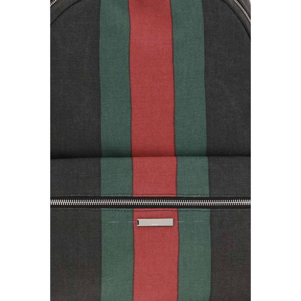 Large Backpack Shoulder Bag by Gucci for men in fabric black & silver features a distinguished silhouette, showcasing a secure zipper and distinguished with versatile backpack-strap & adjustable-strap for a distinguished finish.