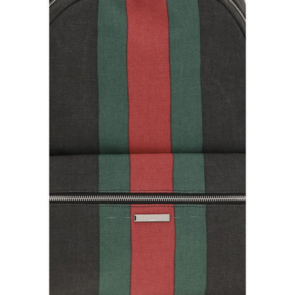Large Backpack Shoulder Bag by Gucci for men in fabric black & silver features a distinguished silhouette, showcasing a secure zipper and distinguished with versatile backpack-strap & adjustable-strap for a distinguished finish.