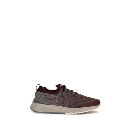 Athletic Sneakers by Brunello Cucinelli for men in tu & cotton bordeaux features an effortless chic silhouette, showcasing the signature athletic style of the Men's Athletic TU & Cotton Sneakers collection with a truly effortless chic finish.