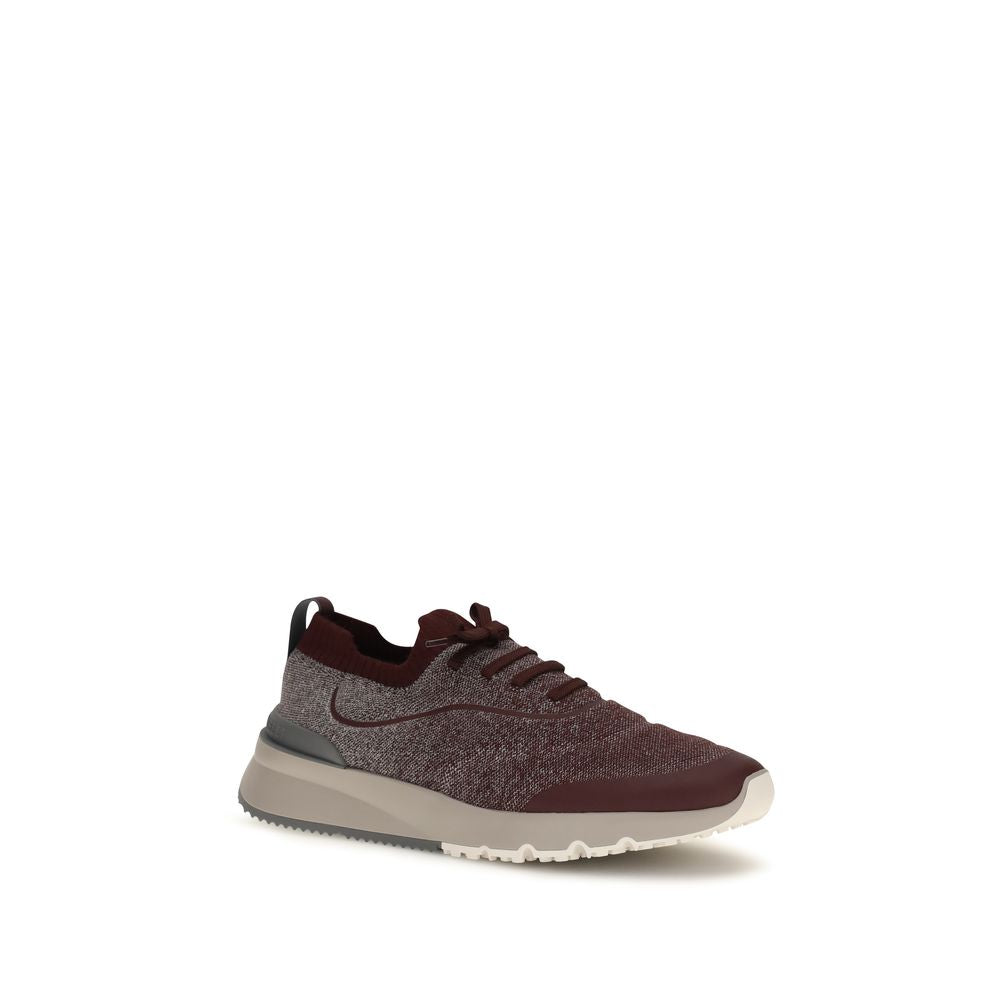 Athletic Sneakers by Brunello Cucinelli for men in tu & cotton bordeaux features an exquisite silhouette, showcasing the premium athletic style of the Men's Athletic TU & Cotton Sneakers with an exquisite finish.