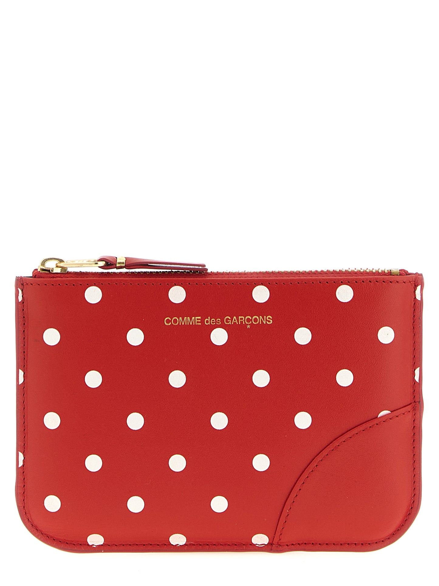 Cardholder Card Case by Comme Des Garçons for unisex in calfskin leather multicolor, red, dots & print features a distinguished silhouette, showcasing the distinguished design of the Calfskin Leather Cardholder Card Case with refined card-organization.