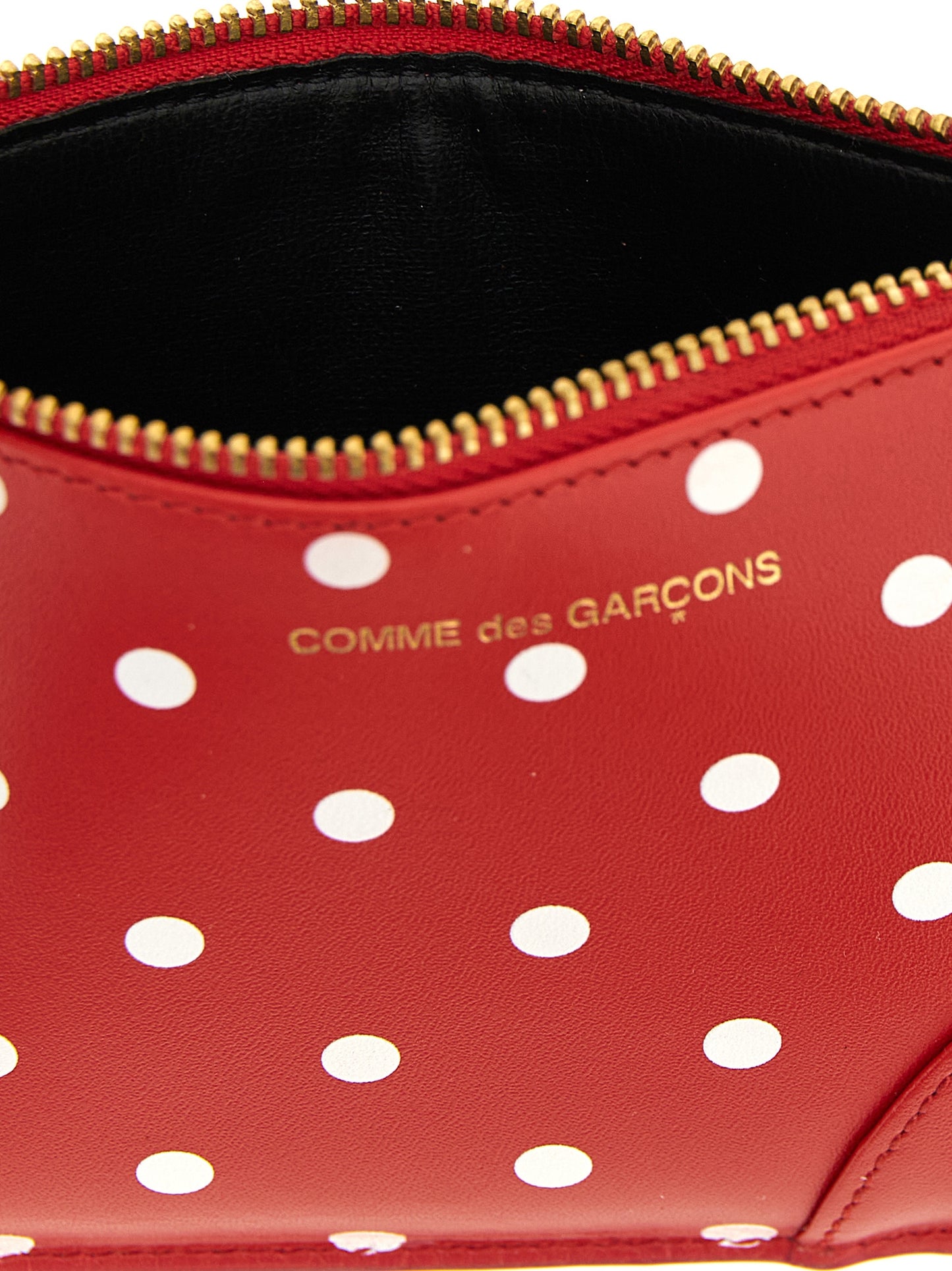 Cardholder Card Case by Comme Des Garçons for unisex in calfskin leather multicolor, red, dots & print features a polished Calfskin Leather Cardholder Card Case design with polished card-organization.