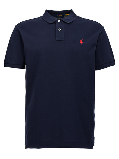 Polo Shirt by Polo Ralph Lauren for men in cotton blue showcases a sharp silhouette, detailed with a refined and sharp for a sophisticated finish.