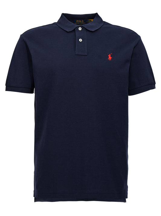 Polo Shirt by Polo Ralph Lauren for men in cotton blue showcases a sharp silhouette, detailed with a refined and sharp for a sophisticated finish.
