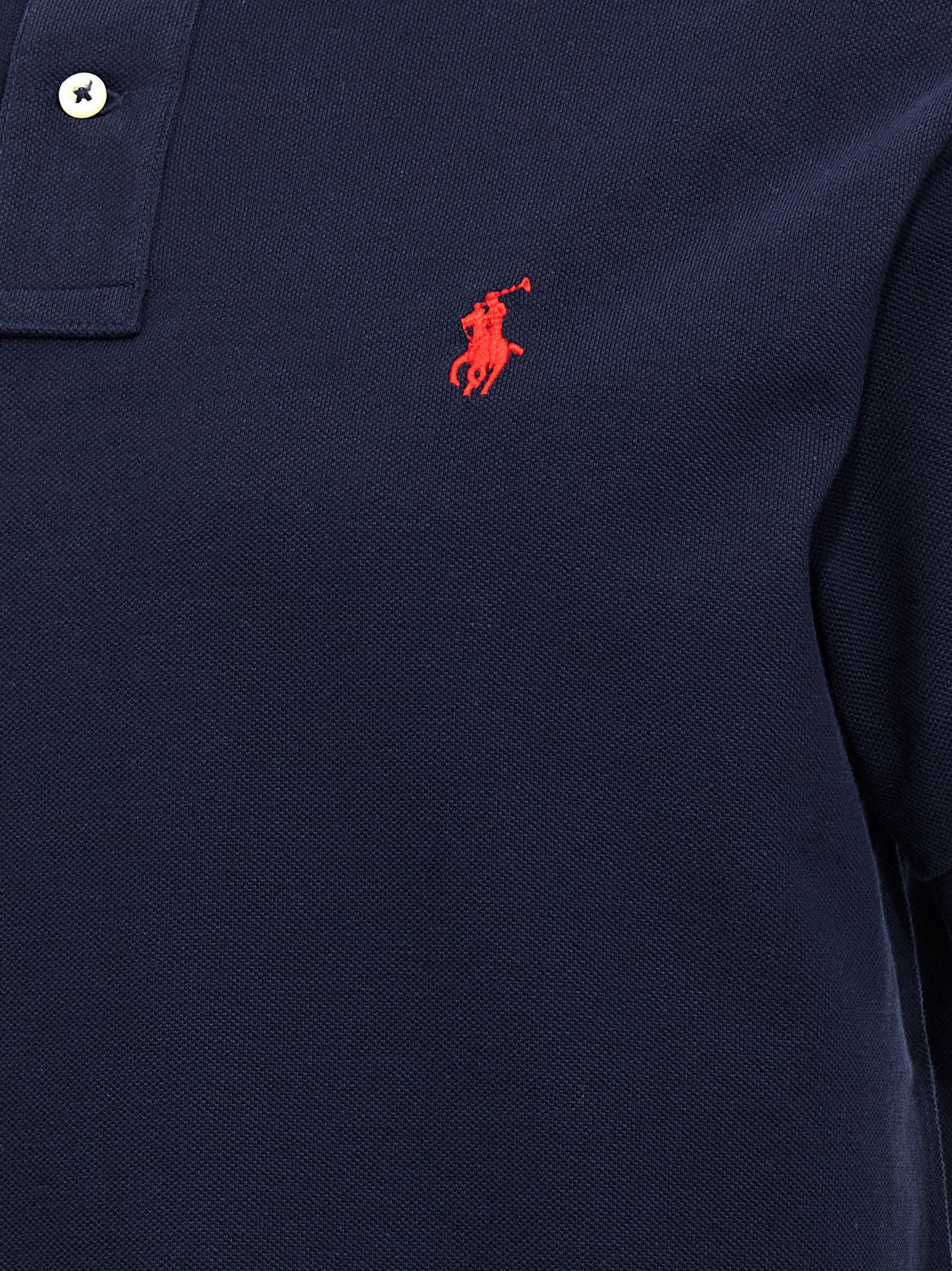Polo Shirt by Polo Ralph Lauren for men in cotton blue presents a crisp silhouette, artfully detailed with a crisp and crisp .
