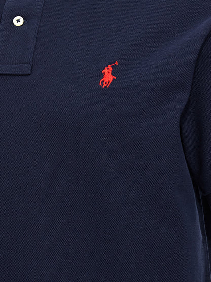 Polo Shirt by Polo Ralph Lauren for men in cotton blue presents a crisp silhouette, artfully detailed with a crisp and crisp .